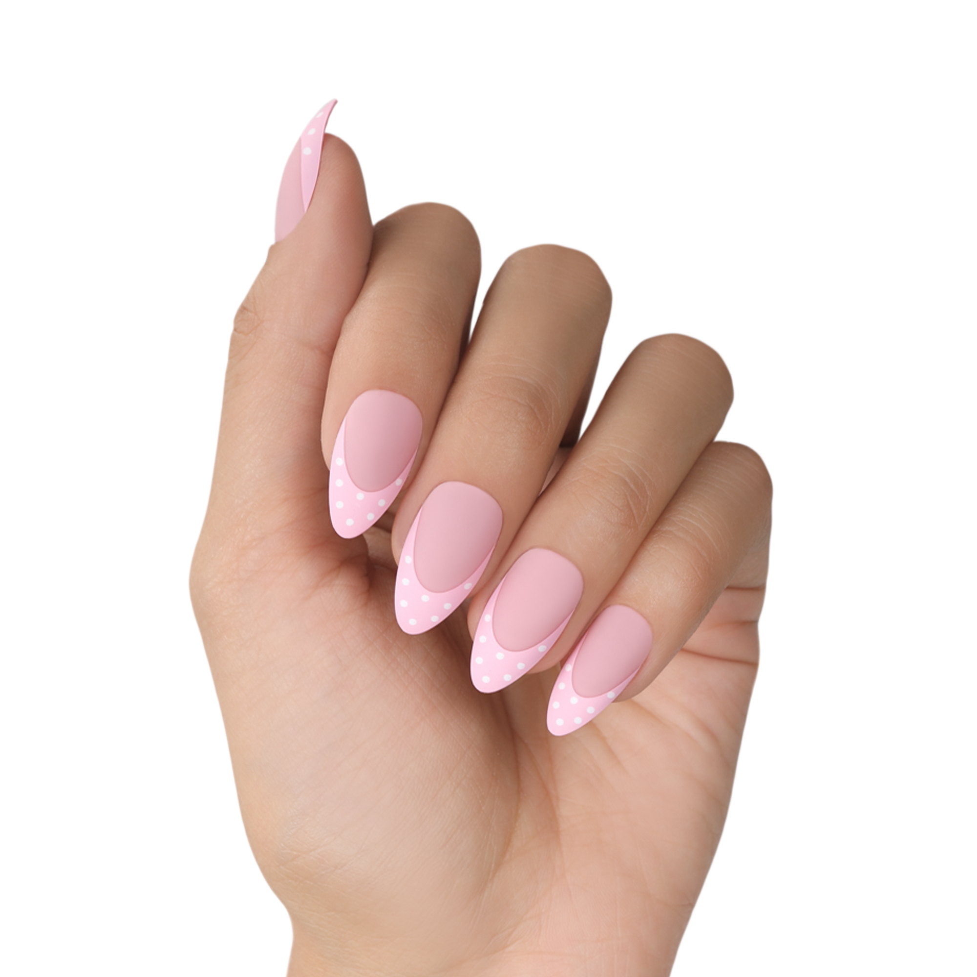 Polkadot French Stiletto Presson Nails Marmalade Bettie Marmalade